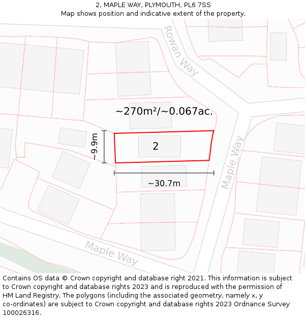 2, MAPLE WAY, PLYMOUTH, PL6 7SS: Plot and title map