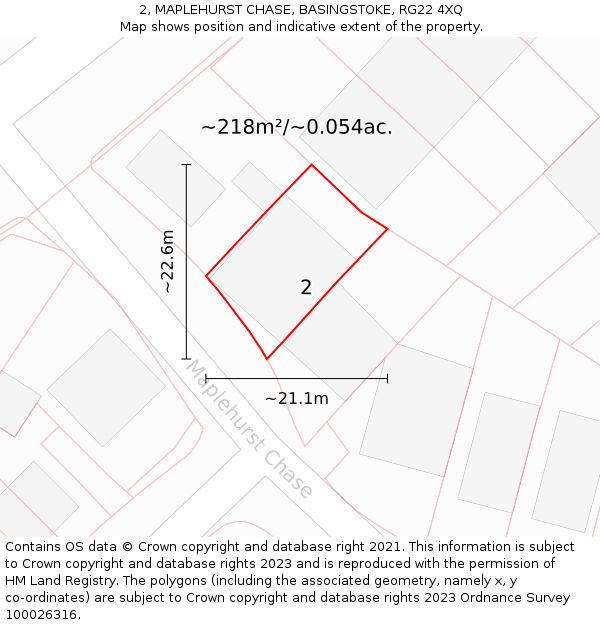 2, MAPLEHURST CHASE, BASINGSTOKE, RG22 4XQ: Plot and title map