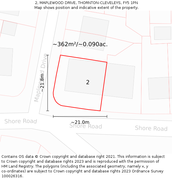 2, MAPLEWOOD DRIVE, THORNTON-CLEVELEYS, FY5 1PN: Plot and title map