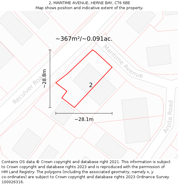 2, MARITIME AVENUE, HERNE BAY, CT6 6BE: Plot and title map