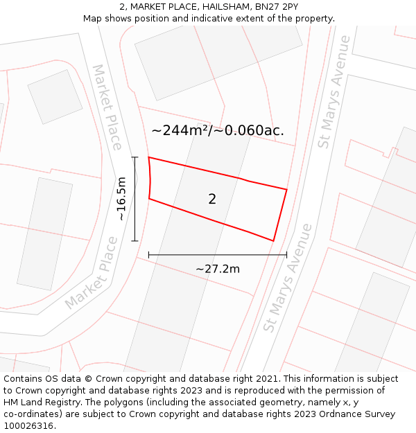 2, MARKET PLACE, HAILSHAM, BN27 2PY: Plot and title map