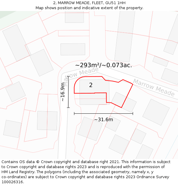 2, MARROW MEADE, FLEET, GU51 1HH: Plot and title map