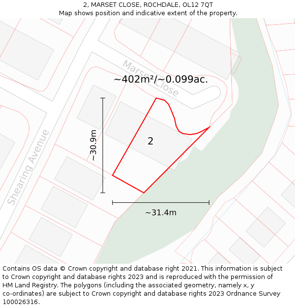 2, MARSET CLOSE, ROCHDALE, OL12 7QT: Plot and title map