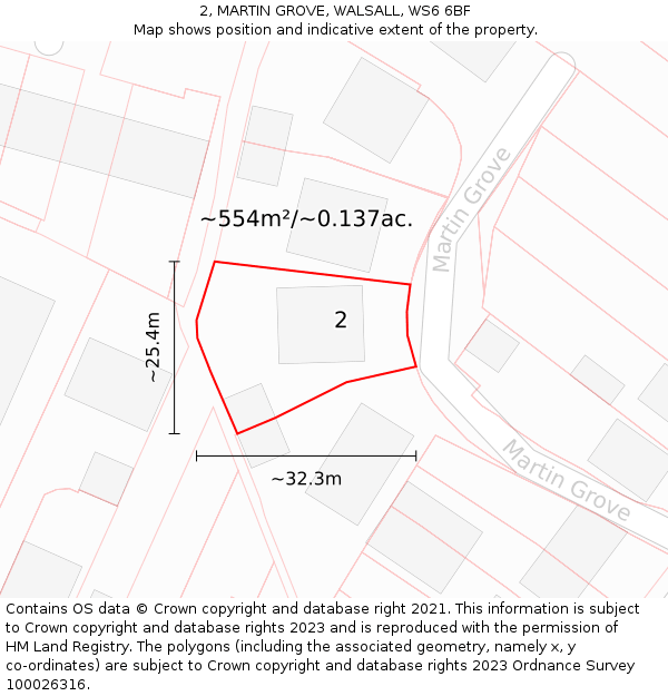 2, MARTIN GROVE, WALSALL, WS6 6BF: Plot and title map