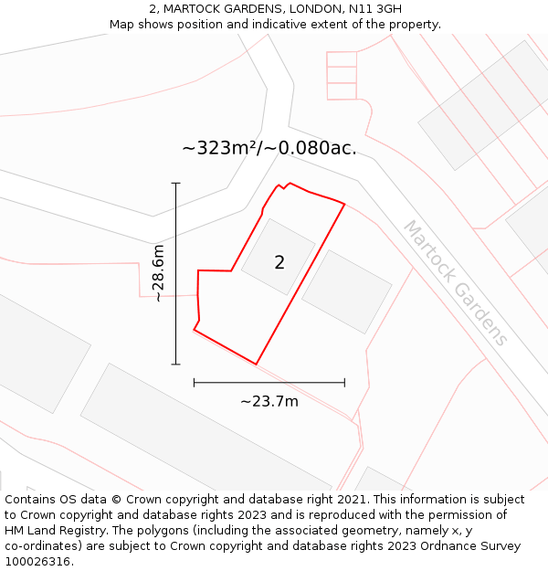 2, MARTOCK GARDENS, LONDON, N11 3GH: Plot and title map