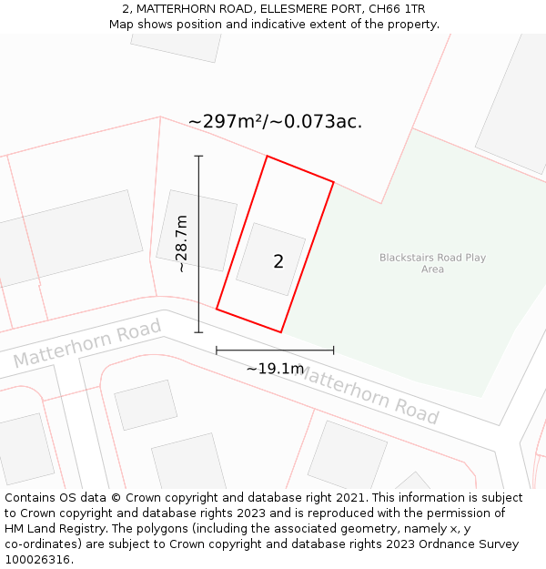 2, MATTERHORN ROAD, ELLESMERE PORT, CH66 1TR: Plot and title map