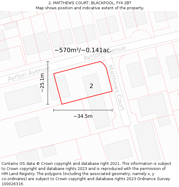 2, MATTHEWS COURT, BLACKPOOL, FY4 2BT: Plot and title map