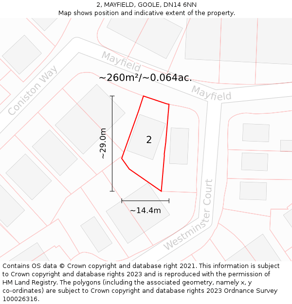 2, MAYFIELD, GOOLE, DN14 6NN: Plot and title map