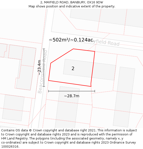 2, MAYFIELD ROAD, BANBURY, OX16 9DW: Plot and title map