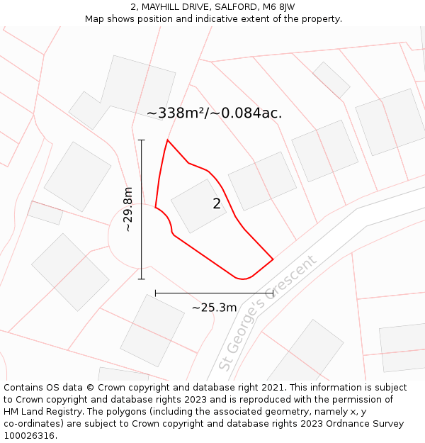 2, MAYHILL DRIVE, SALFORD, M6 8JW: Plot and title map