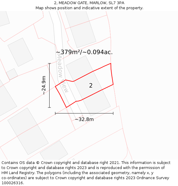 2, MEADOW GATE, MARLOW, SL7 3PA: Plot and title map