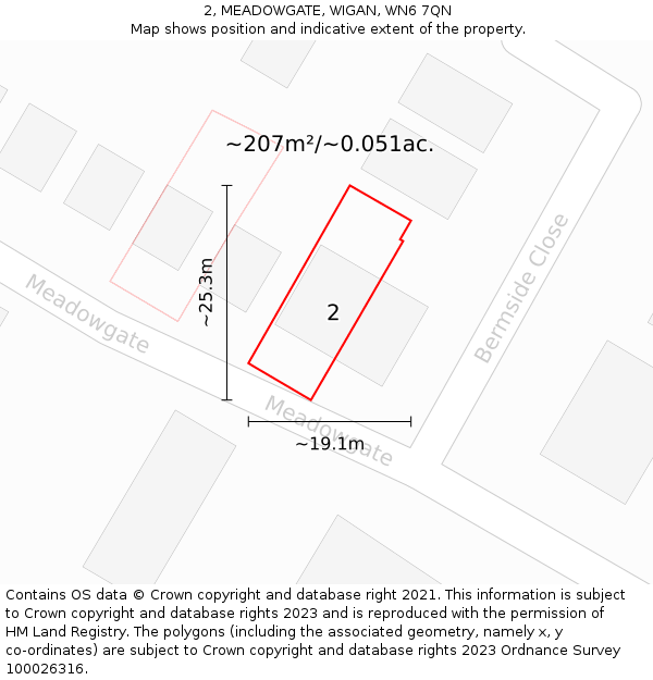 2, MEADOWGATE, WIGAN, WN6 7QN: Plot and title map