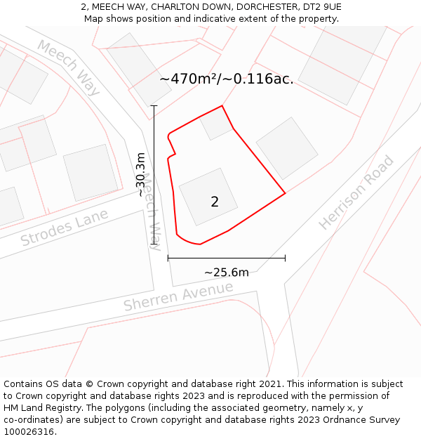2, MEECH WAY, CHARLTON DOWN, DORCHESTER, DT2 9UE: Plot and title map