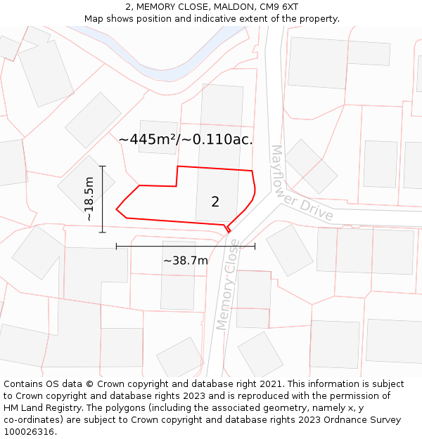 2, MEMORY CLOSE, MALDON, CM9 6XT: Plot and title map