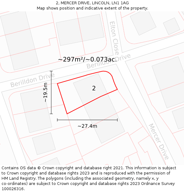 2, MERCER DRIVE, LINCOLN, LN1 1AG: Plot and title map