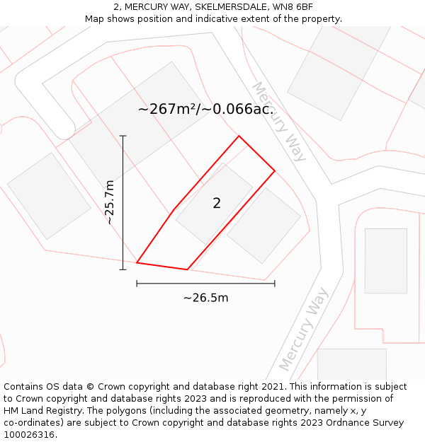 2, MERCURY WAY, SKELMERSDALE, WN8 6BF: Plot and title map