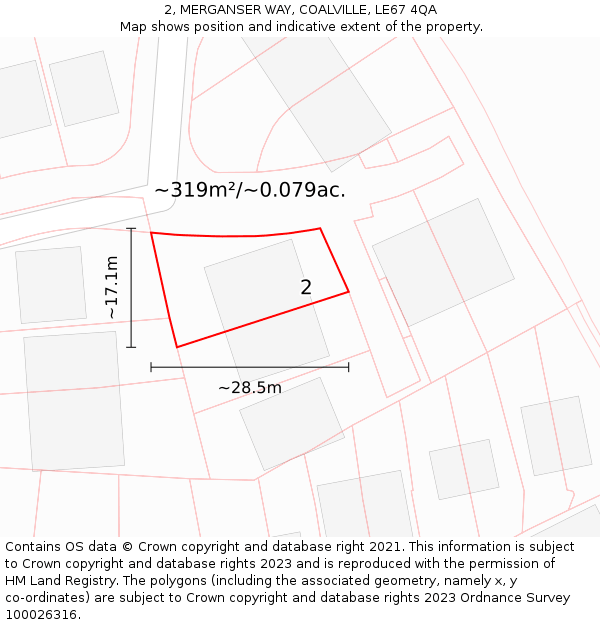 2, MERGANSER WAY, COALVILLE, LE67 4QA: Plot and title map