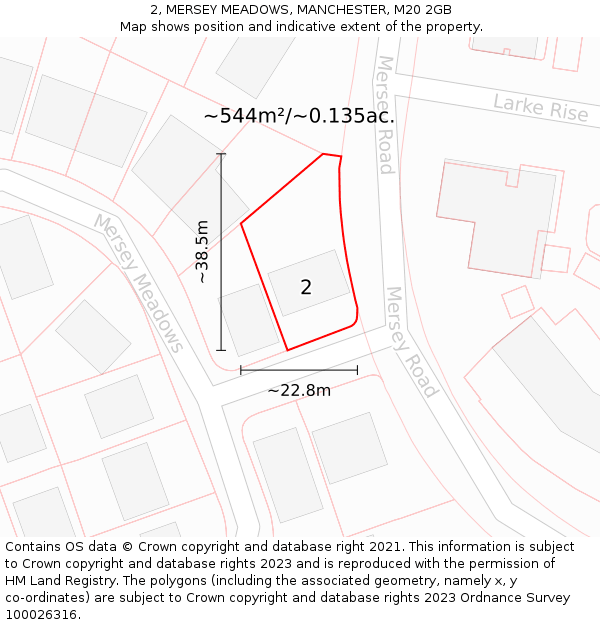 2, MERSEY MEADOWS, MANCHESTER, M20 2GB: Plot and title map