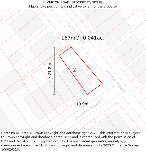 2, MERTON ROAD, STOCKPORT, SK3 0JH: Plot and title map