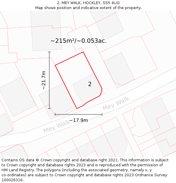 2, MEY WALK, HOCKLEY, SS5 4UG: Plot and title map