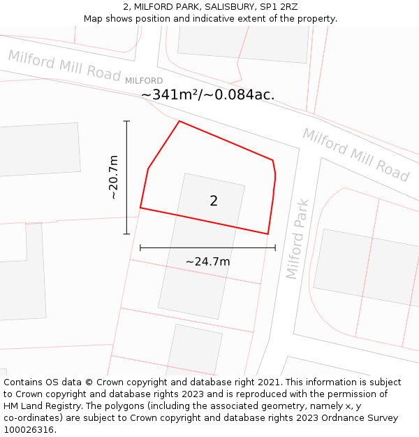 2, MILFORD PARK, SALISBURY, SP1 2RZ: Plot and title map