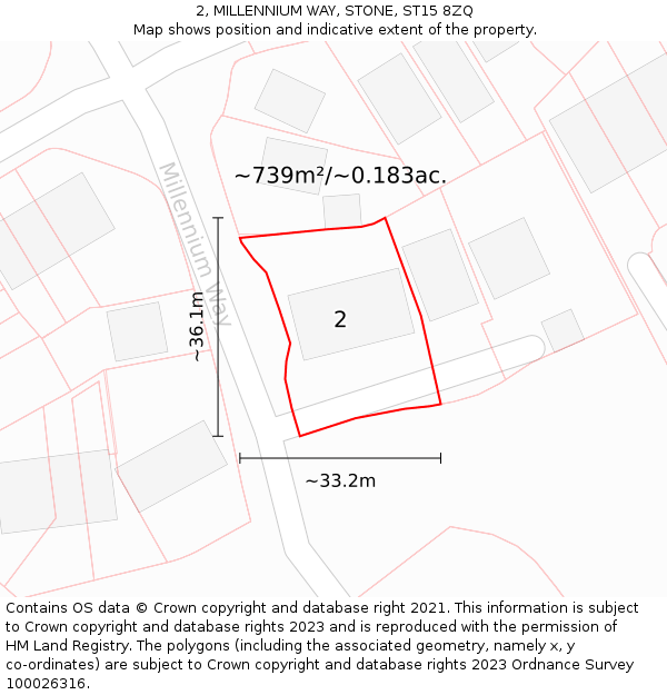 2, MILLENNIUM WAY, STONE, ST15 8ZQ: Plot and title map