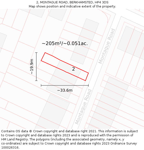 2, MONTAGUE ROAD, BERKHAMSTED, HP4 3DS: Plot and title map