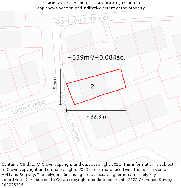 2, MONTAGUS HARRIER, GUISBOROUGH, TS14 8PB: Plot and title map