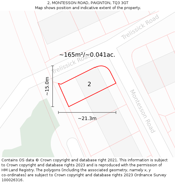 2, MONTESSON ROAD, PAIGNTON, TQ3 3GT: Plot and title map