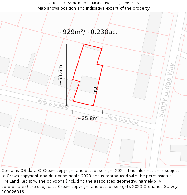 2, MOOR PARK ROAD, NORTHWOOD, HA6 2DN: Plot and title map