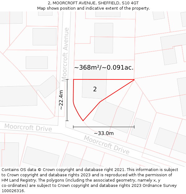 2, MOORCROFT AVENUE, SHEFFIELD, S10 4GT: Plot and title map