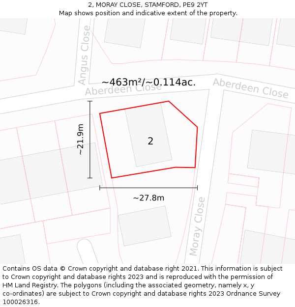 2, MORAY CLOSE, STAMFORD, PE9 2YT: Plot and title map