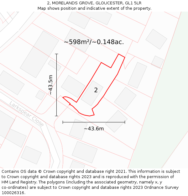 2, MORELANDS GROVE, GLOUCESTER, GL1 5LR: Plot and title map