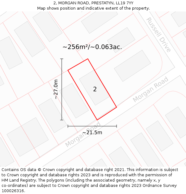 2, MORGAN ROAD, PRESTATYN, LL19 7YY: Plot and title map