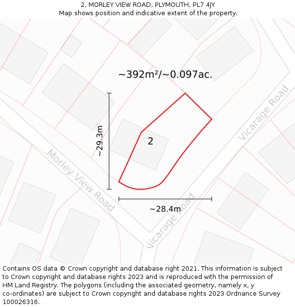 2, MORLEY VIEW ROAD, PLYMOUTH, PL7 4JY: Plot and title map