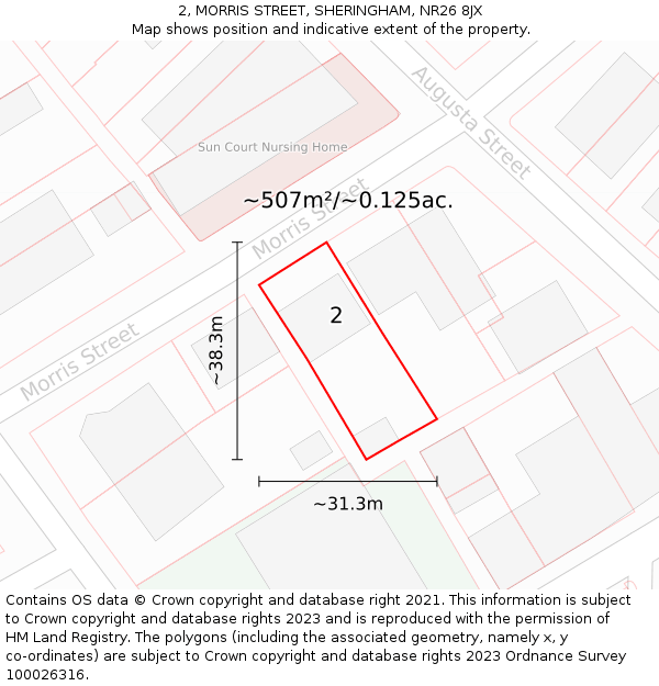 2, MORRIS STREET, SHERINGHAM, NR26 8JX: Plot and title map