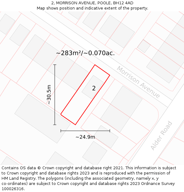 2, MORRISON AVENUE, POOLE, BH12 4AD: Plot and title map