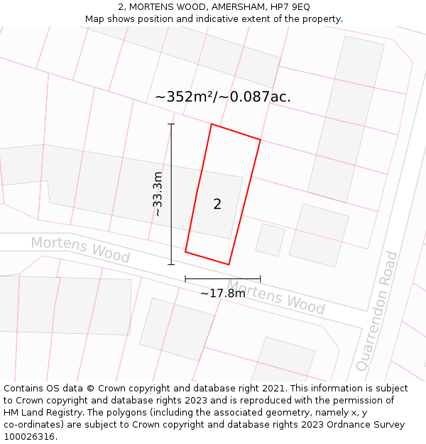 2, MORTENS WOOD, AMERSHAM, HP7 9EQ: Plot and title map