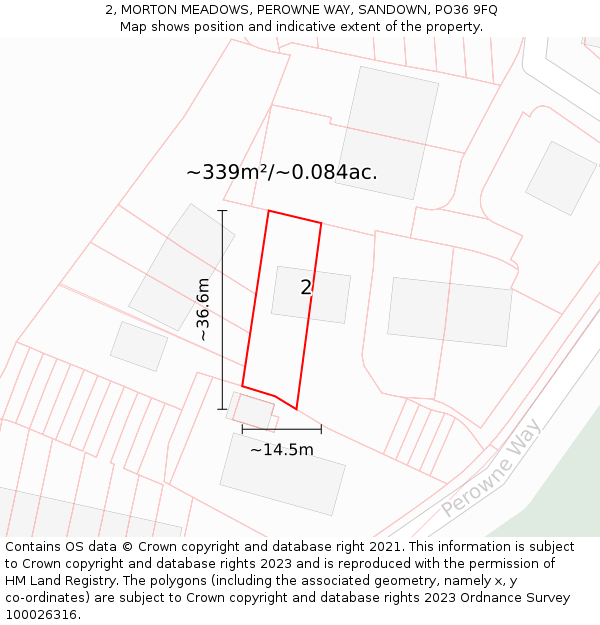 2, MORTON MEADOWS, PEROWNE WAY, SANDOWN, PO36 9FQ: Plot and title map