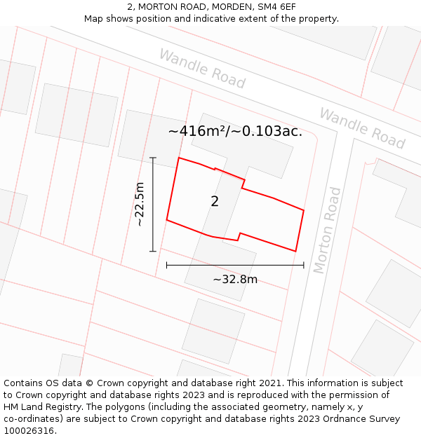 2, MORTON ROAD, MORDEN, SM4 6EF: Plot and title map