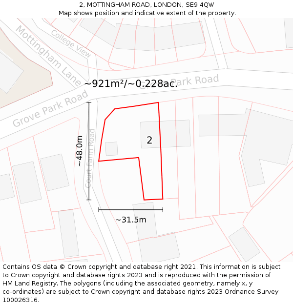 2, MOTTINGHAM ROAD, LONDON, SE9 4QW: Plot and title map