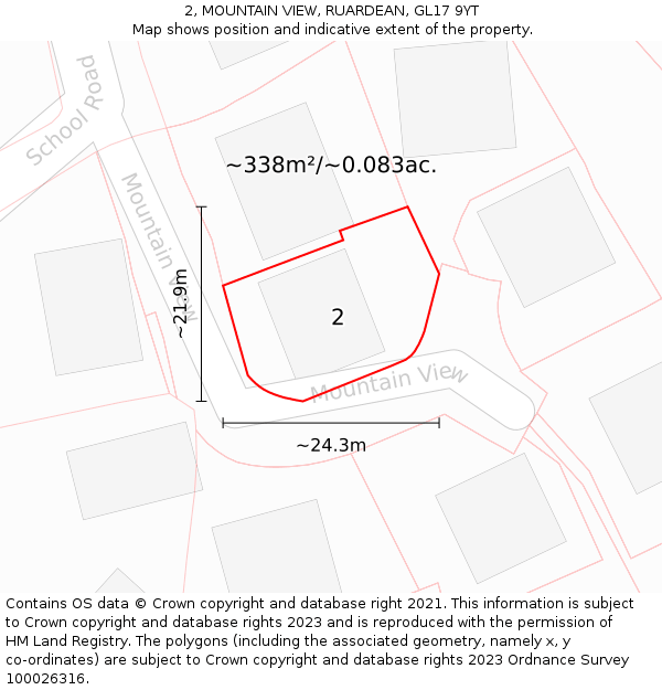 2, MOUNTAIN VIEW, RUARDEAN, GL17 9YT: Plot and title map