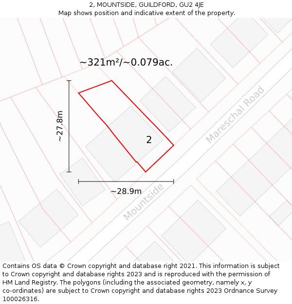 2, MOUNTSIDE, GUILDFORD, GU2 4JE: Plot and title map