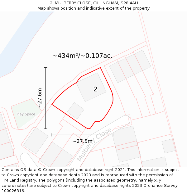 2, MULBERRY CLOSE, GILLINGHAM, SP8 4AU: Plot and title map