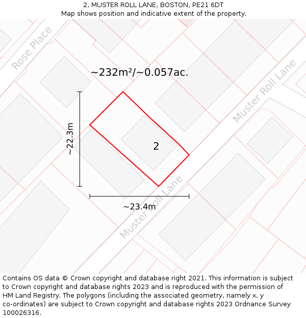 2, MUSTER ROLL LANE, BOSTON, PE21 6DT: Plot and title map