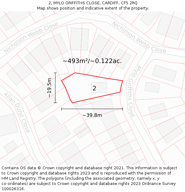 2, MYLO GRIFFITHS CLOSE, CARDIFF, CF5 2RQ: Plot and title map
