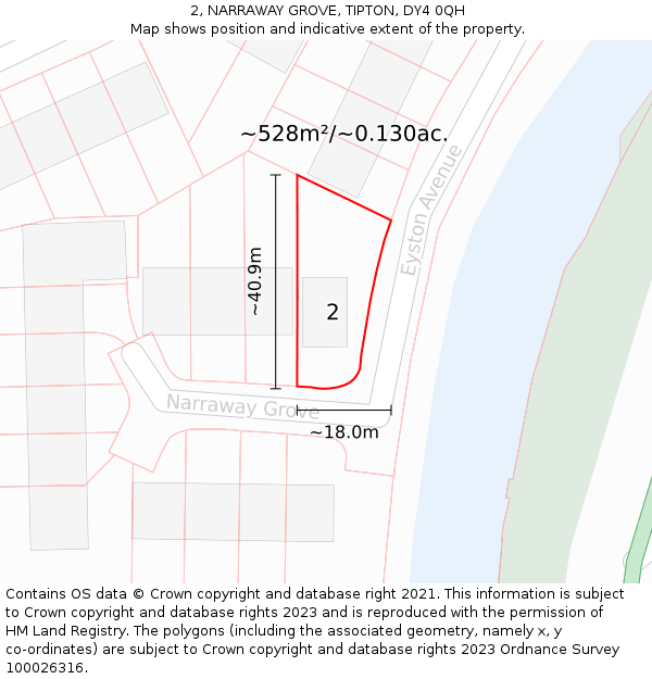 2, NARRAWAY GROVE, TIPTON, DY4 0QH: Plot and title map