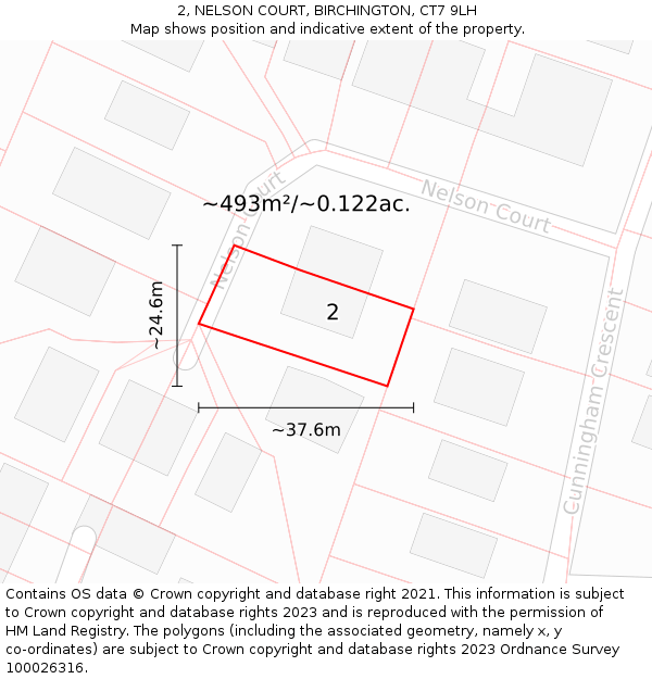 2, NELSON COURT, BIRCHINGTON, CT7 9LH: Plot and title map