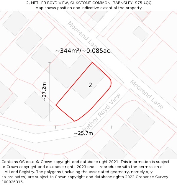 2, NETHER ROYD VIEW, SILKSTONE COMMON, BARNSLEY, S75 4QQ: Plot and title map