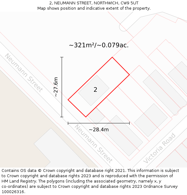 2, NEUMANN STREET, NORTHWICH, CW9 5UT: Plot and title map